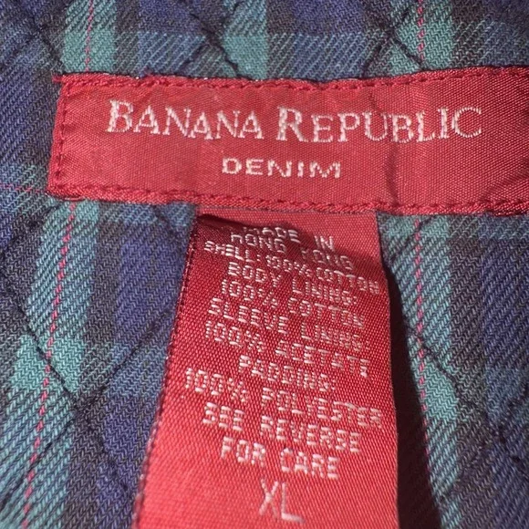 Banana Republic Men's XL‎ Denim Shacket Quilted Lined Heavy Cotton Jacket Blue - Picture 12 of 12